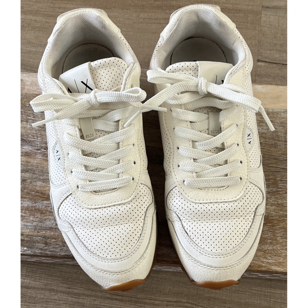 Armani Exchange White Fabric Athletic Sneakers XDX153XV808 Womens 6 M